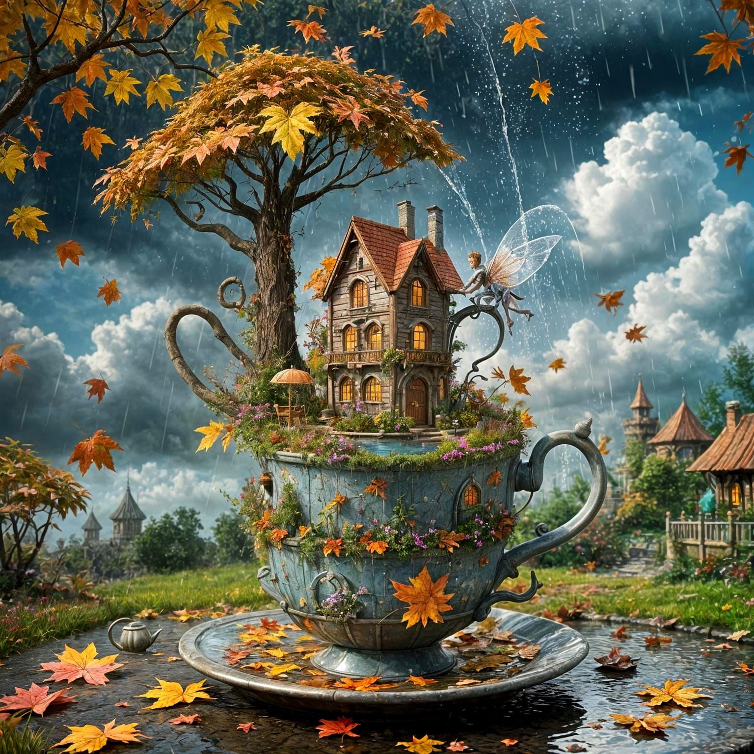 Fairy-Tale Autumn Garden in a Tea Cup