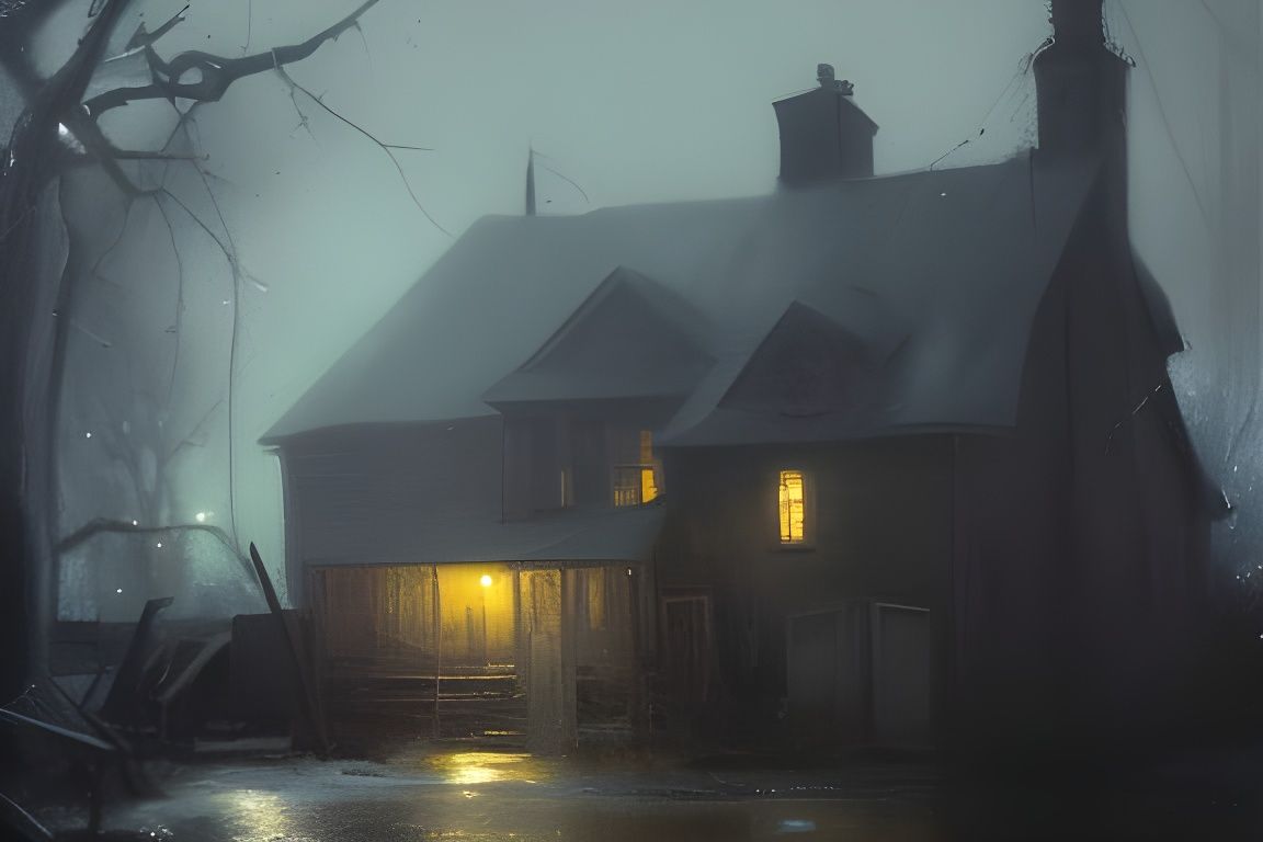 Eldritch Light on 18th Century Farmhouse as Oil Painting