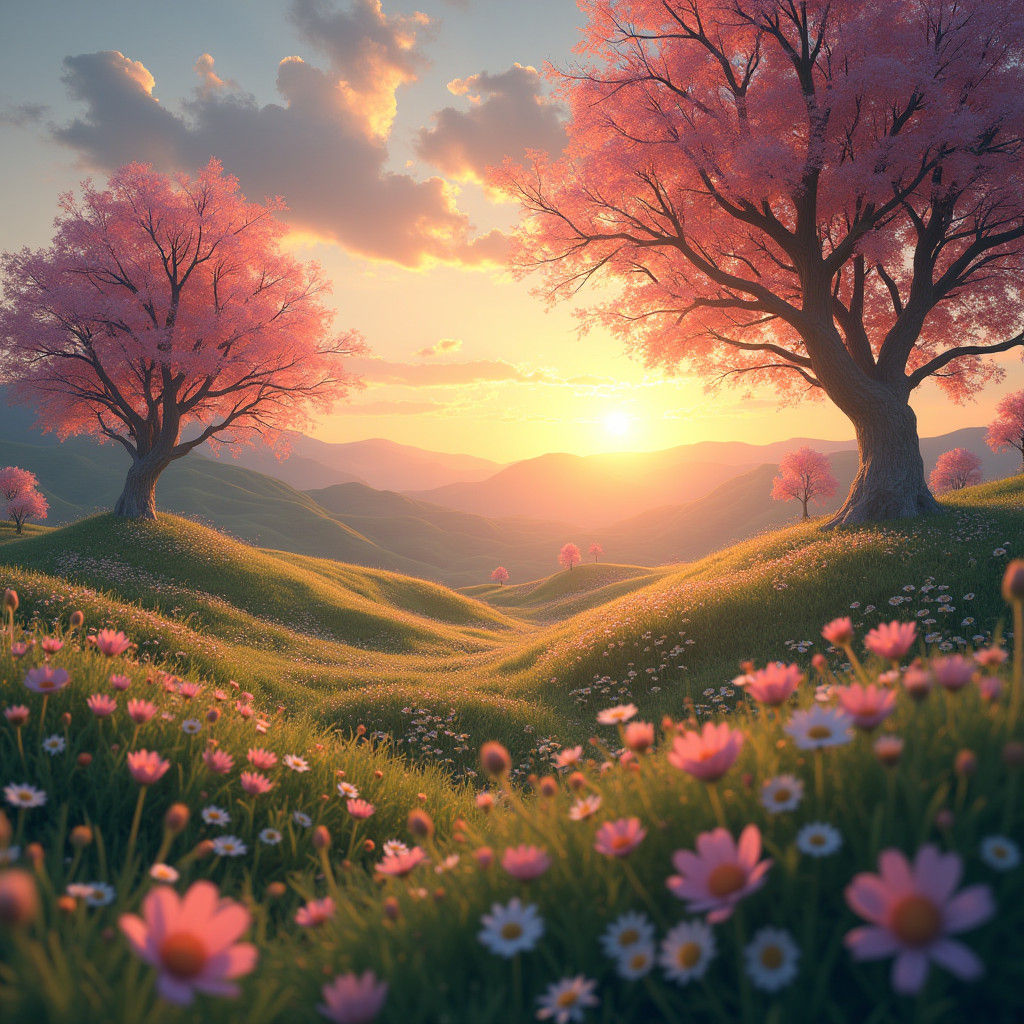 Sunset Meets Fantasy: A Double Exposure Anime Dreamscape