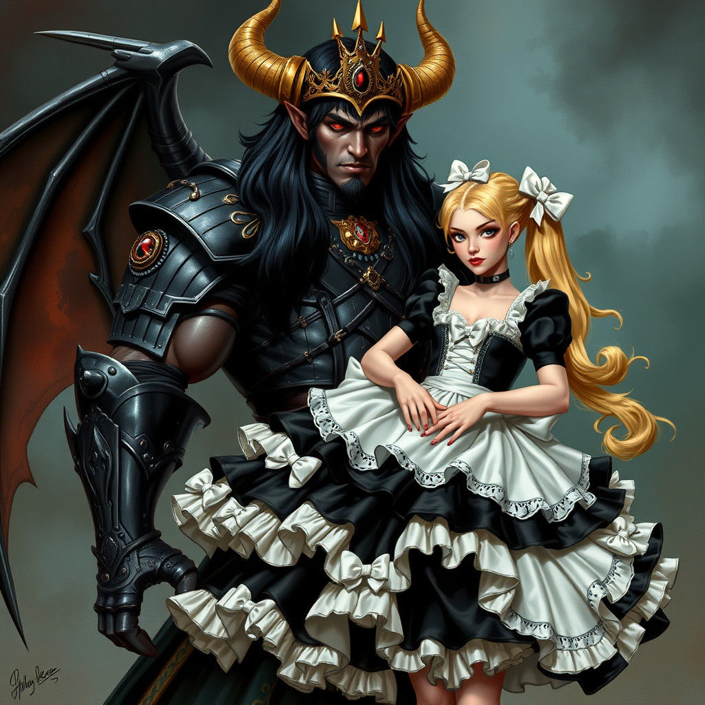 Demon King Captures French Maid in Baroque Style