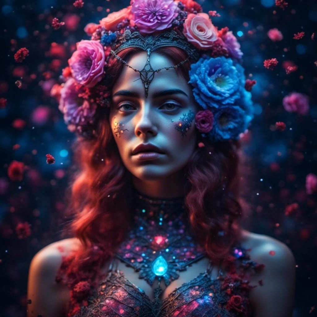 Androgynous Figure with Night Sparkle Effect