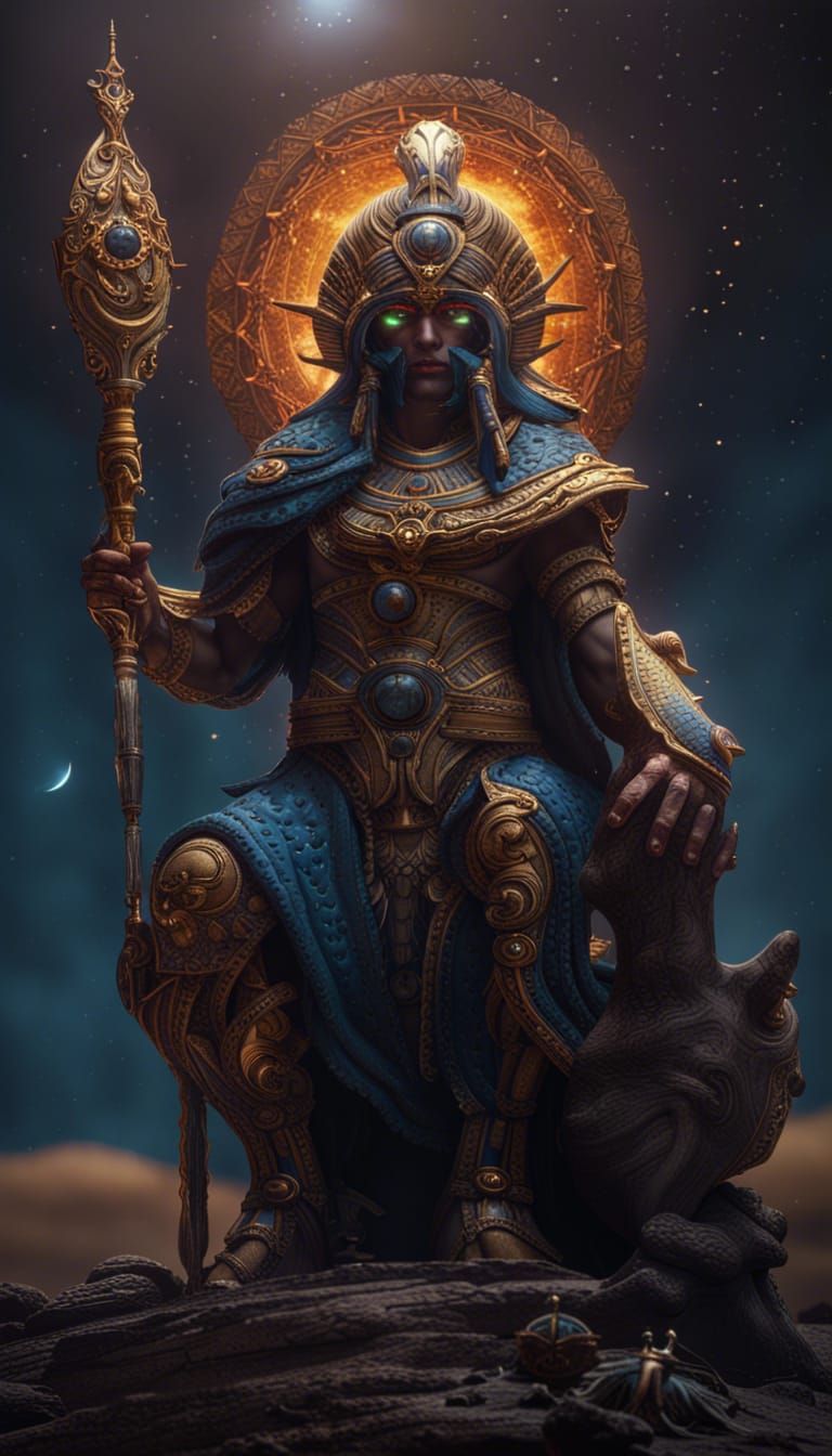Ra Solar God in Detailed Matte Painting Style