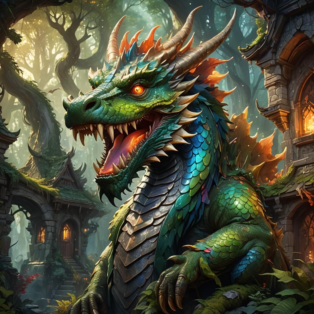 Cartoon Dragon House: Fantasy Architecture Concept Art