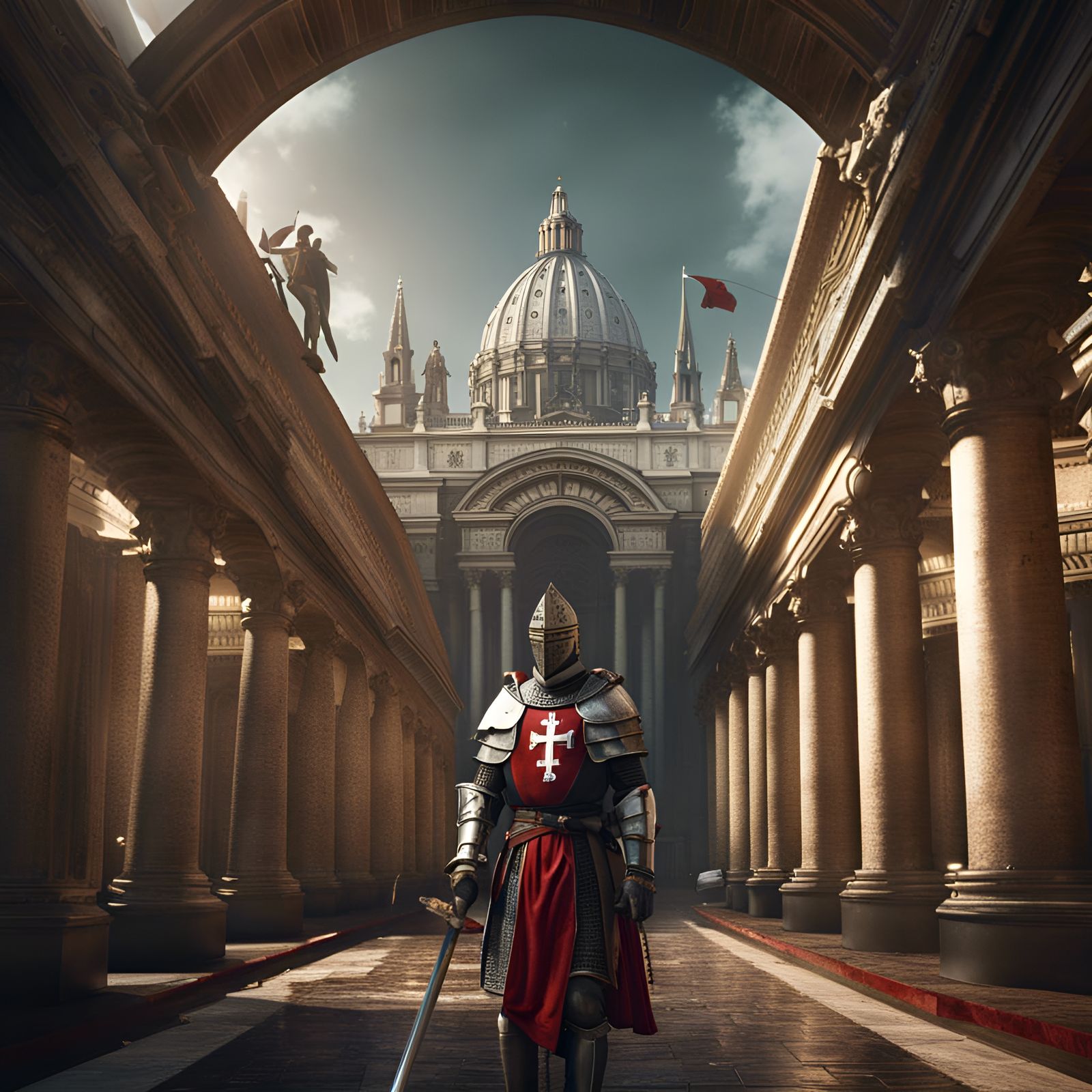 Knights Templar in Vatican: Detailed Matte Painting