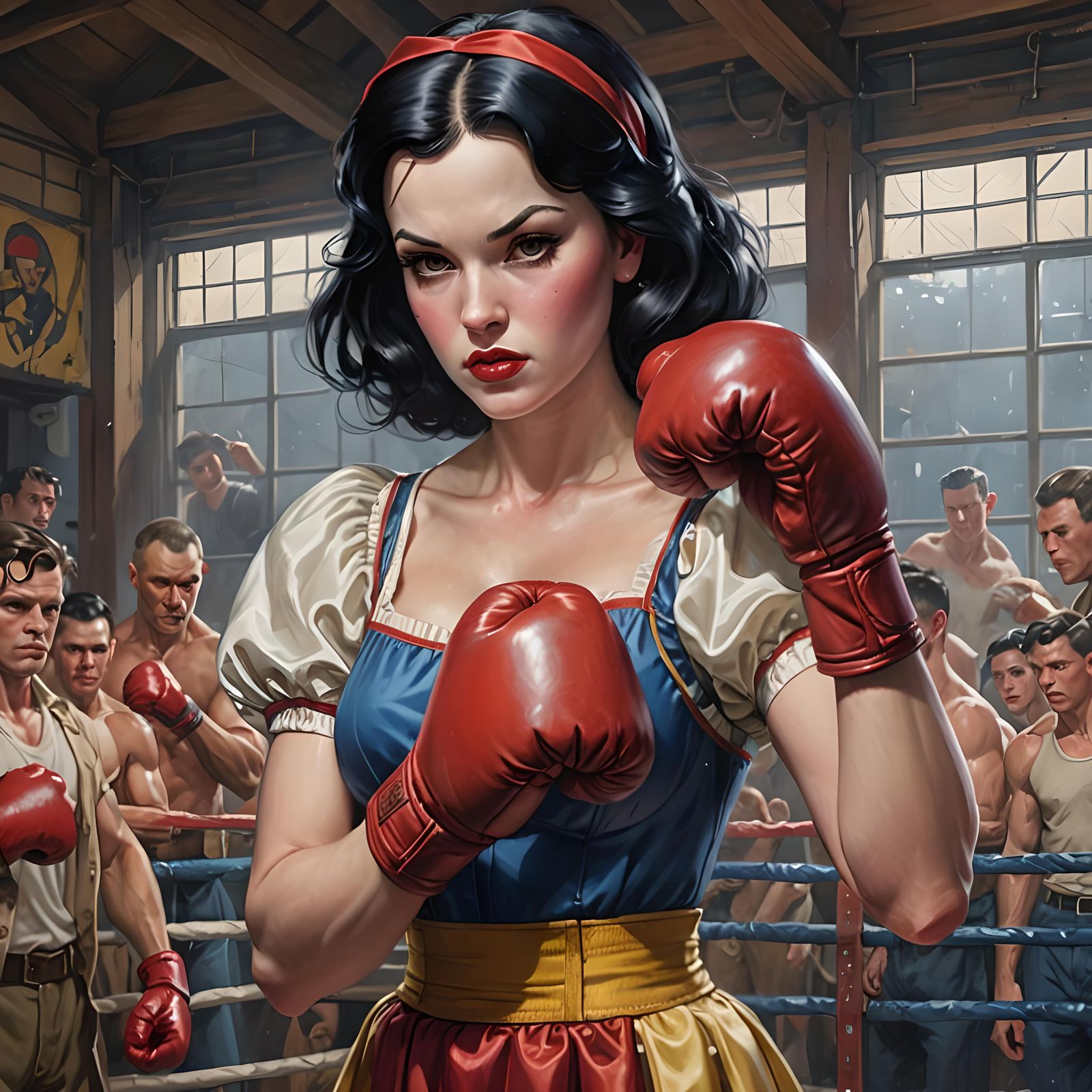 Snow White as Boxer in Boxing Ring
