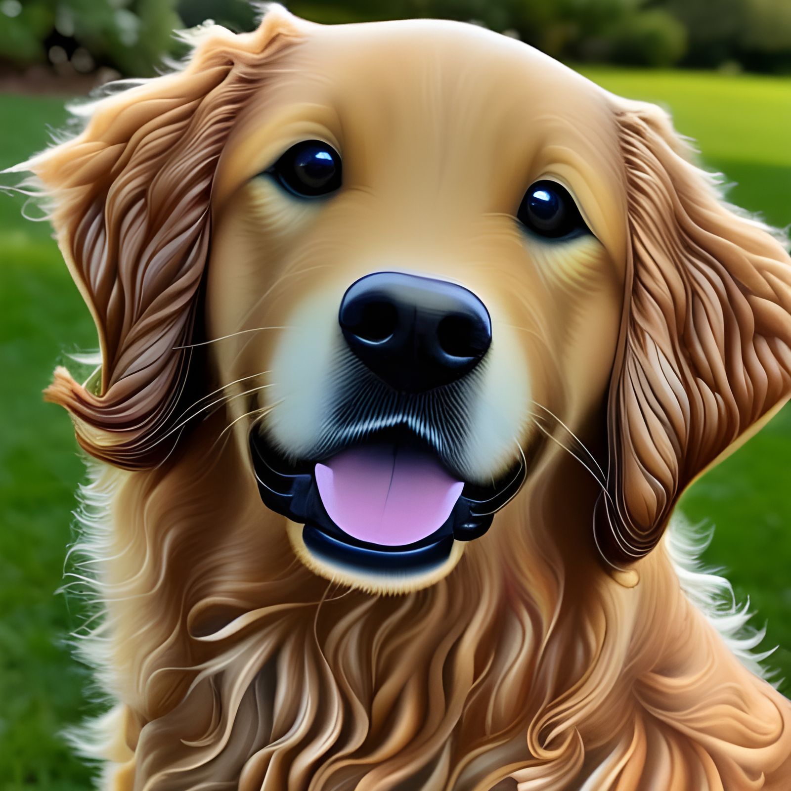 Golden Retriever Oil Painting in Art Nouveau Style