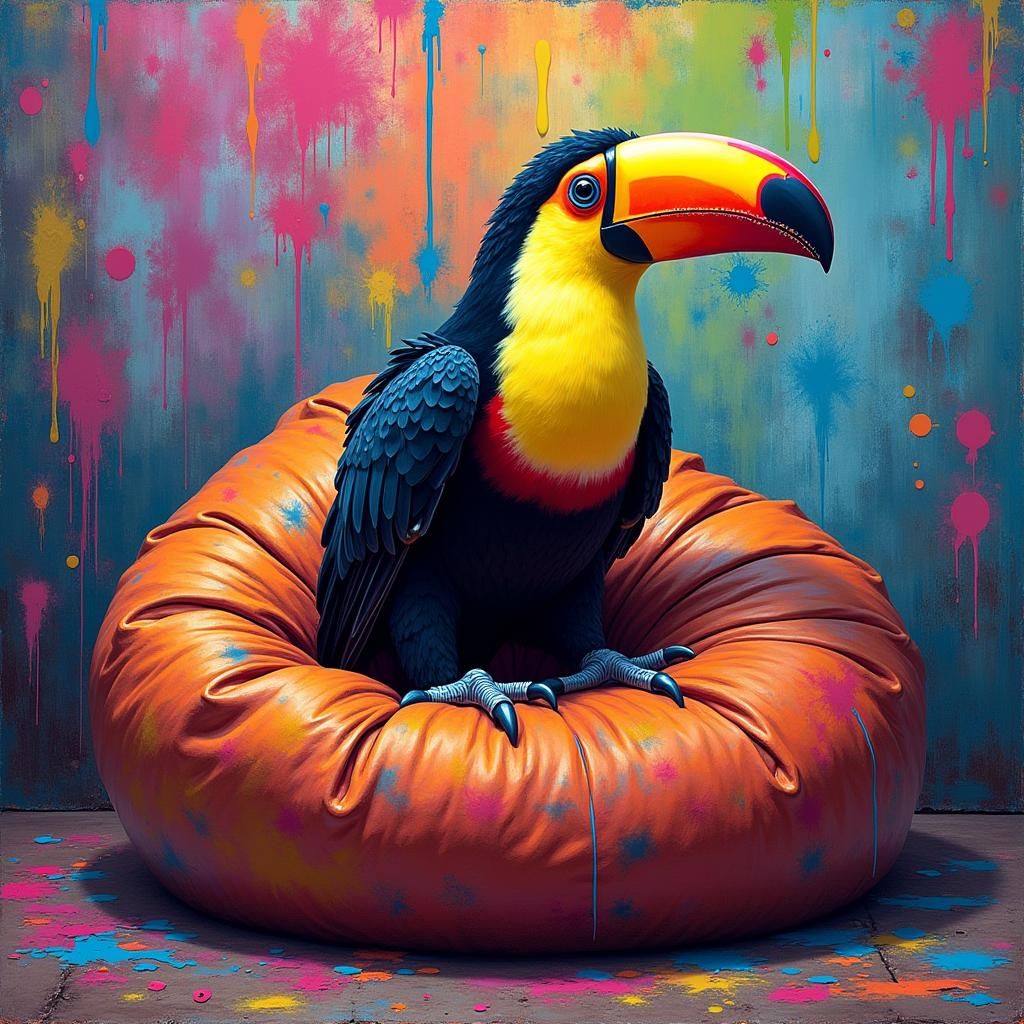 Colorful Toucan in Graffiti Street Art