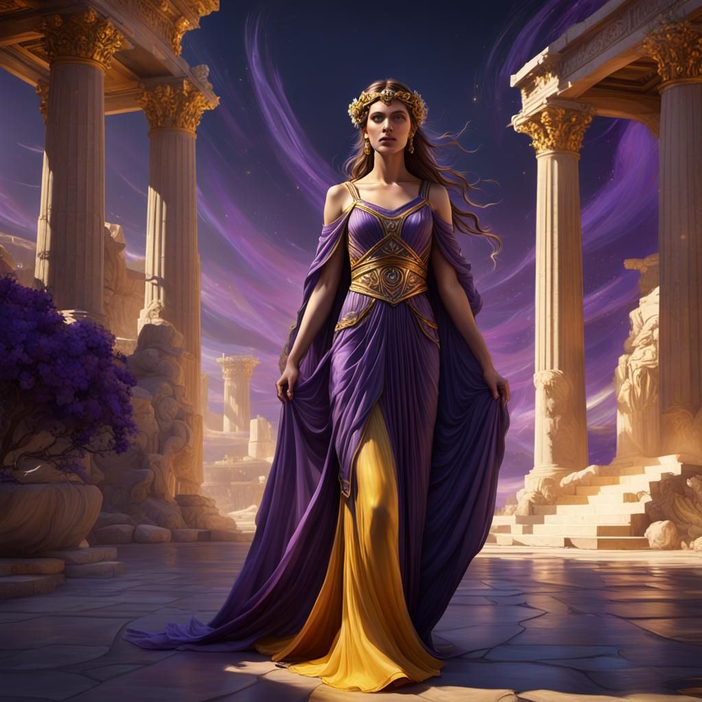 A Greek Goddess in a long flowing gown. a masterpiece, 8k re...