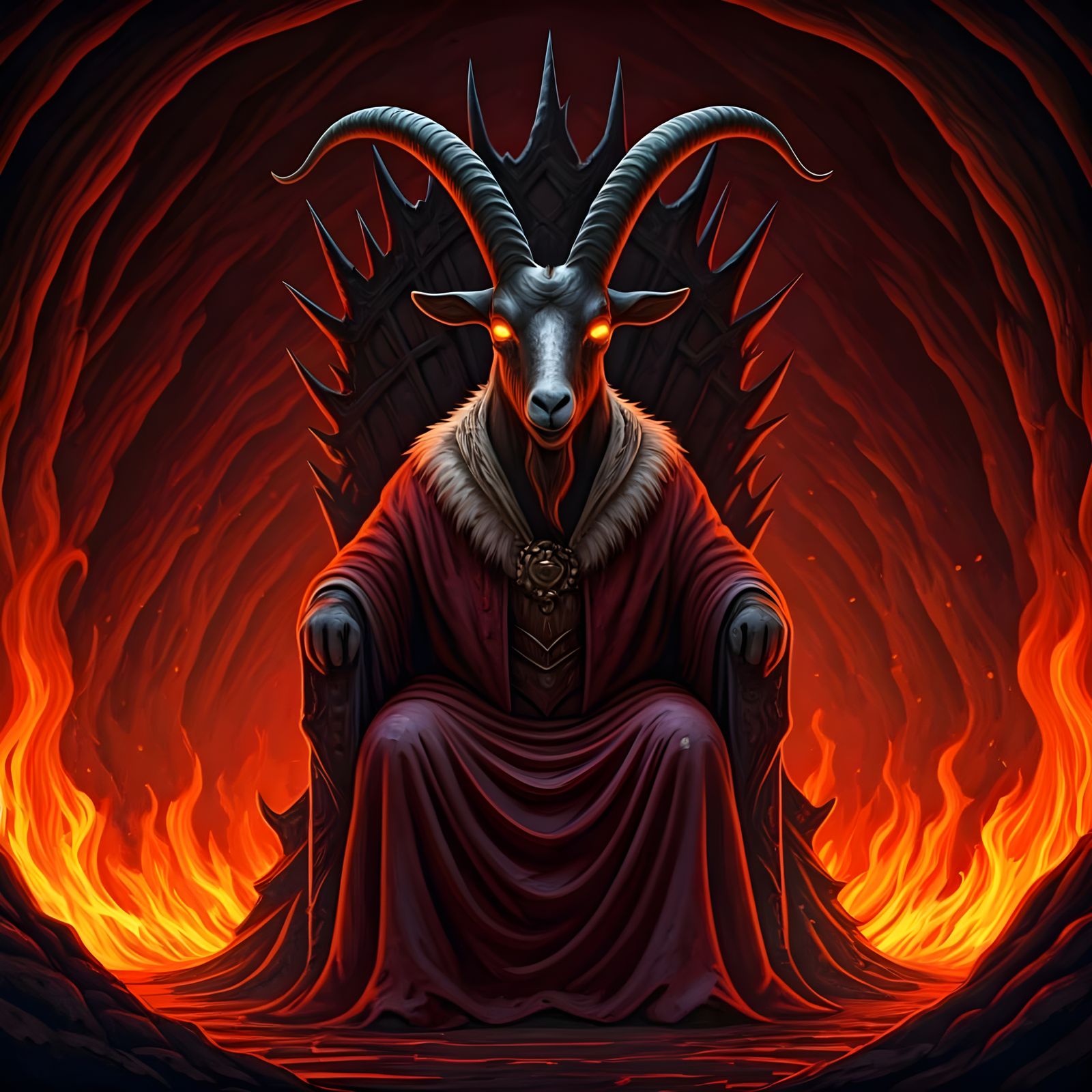 Infernal Goat King on Throne of Fire