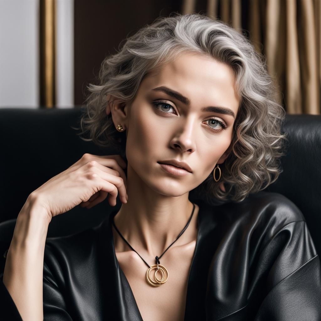 Young Woman with Floral Tattoo and Teal Dress