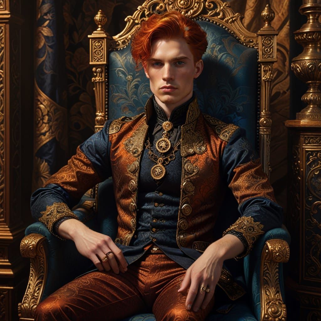 Victorian Steampunk Portrait of Red-Haired Man