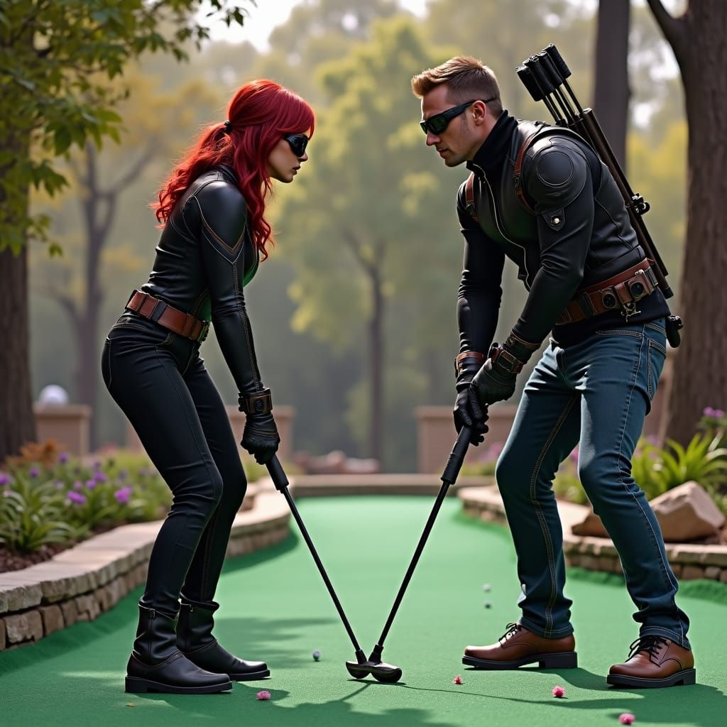 Black Widow and Hawkeye Play Mini-Golf