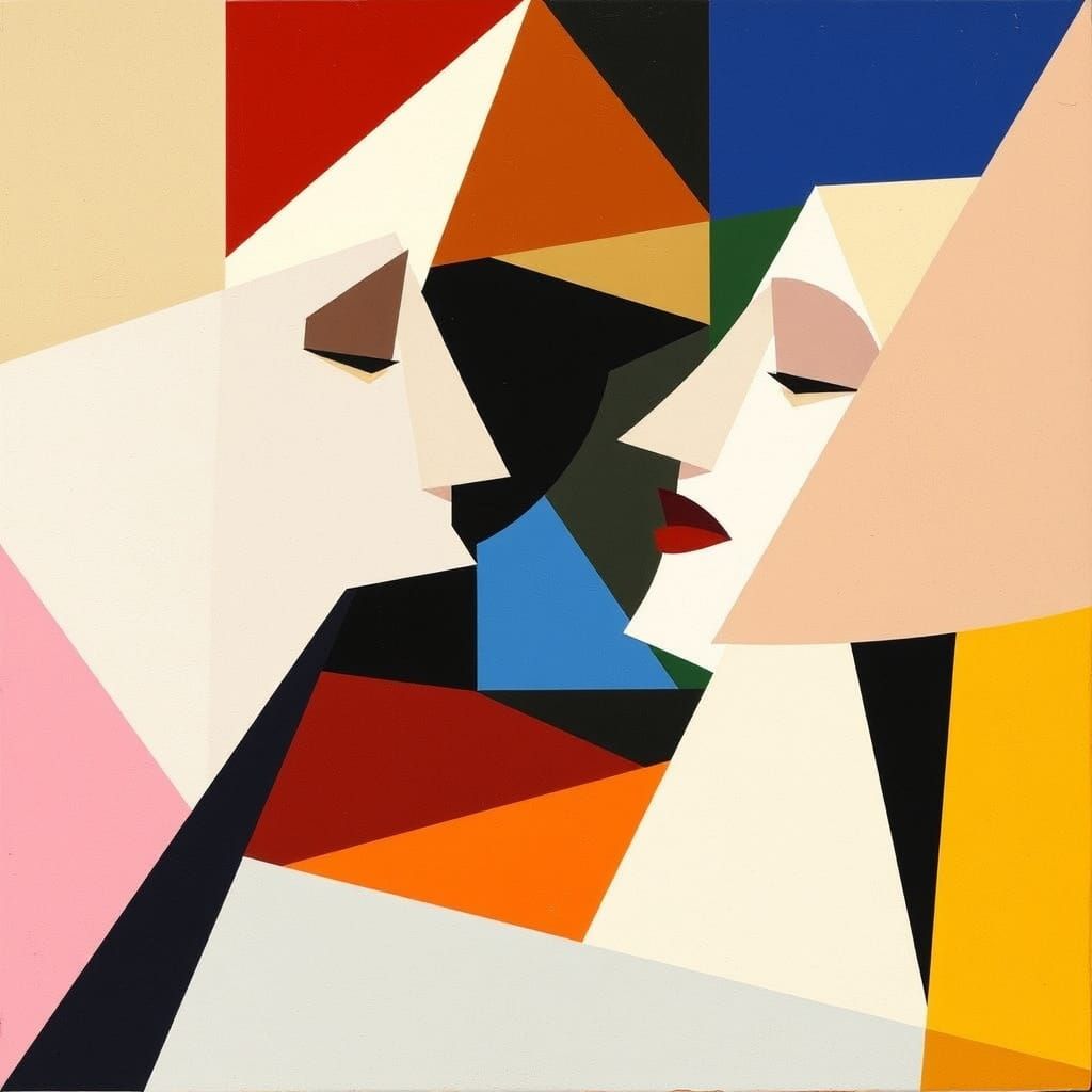 Abstract Cubist Exploration of Emotions and Wisdom