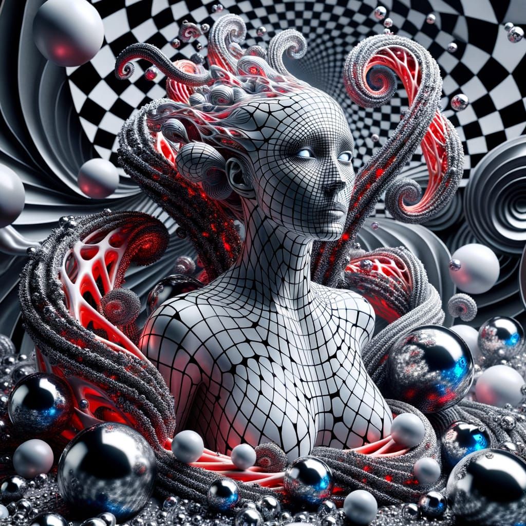 Woman with Avian Augmentations in Digital Art