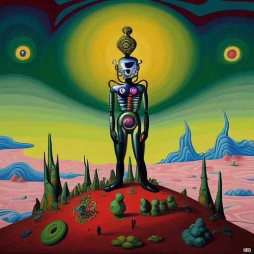 Abstract Man on a Hill: Surrealist Painting