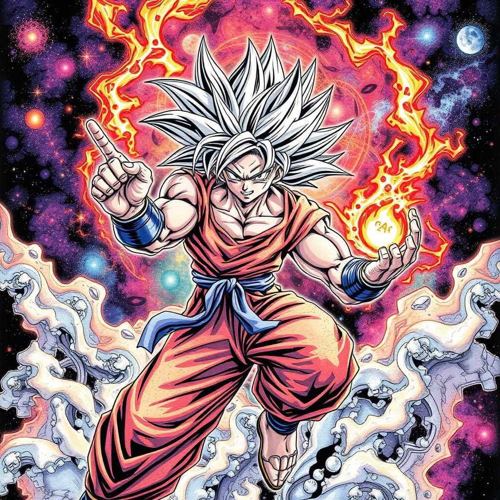Super Saiyan Goku in Fractal Alcoholic Ink Style