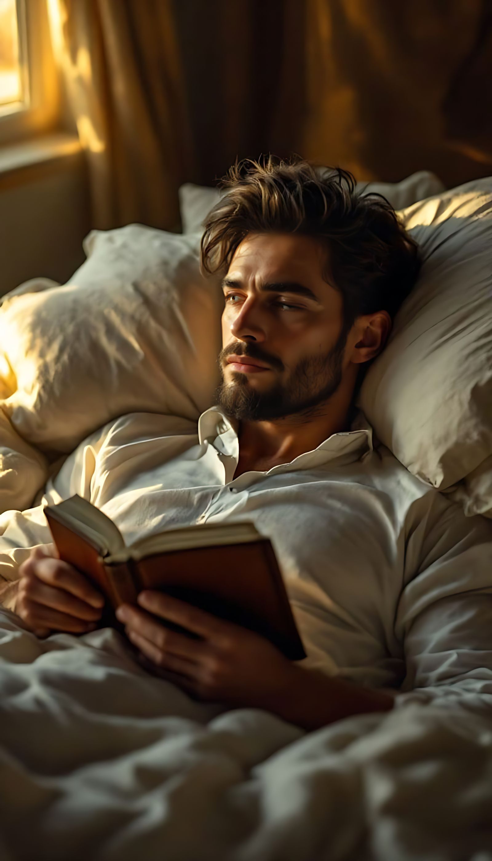 Man in Morning Light Contemplates Life