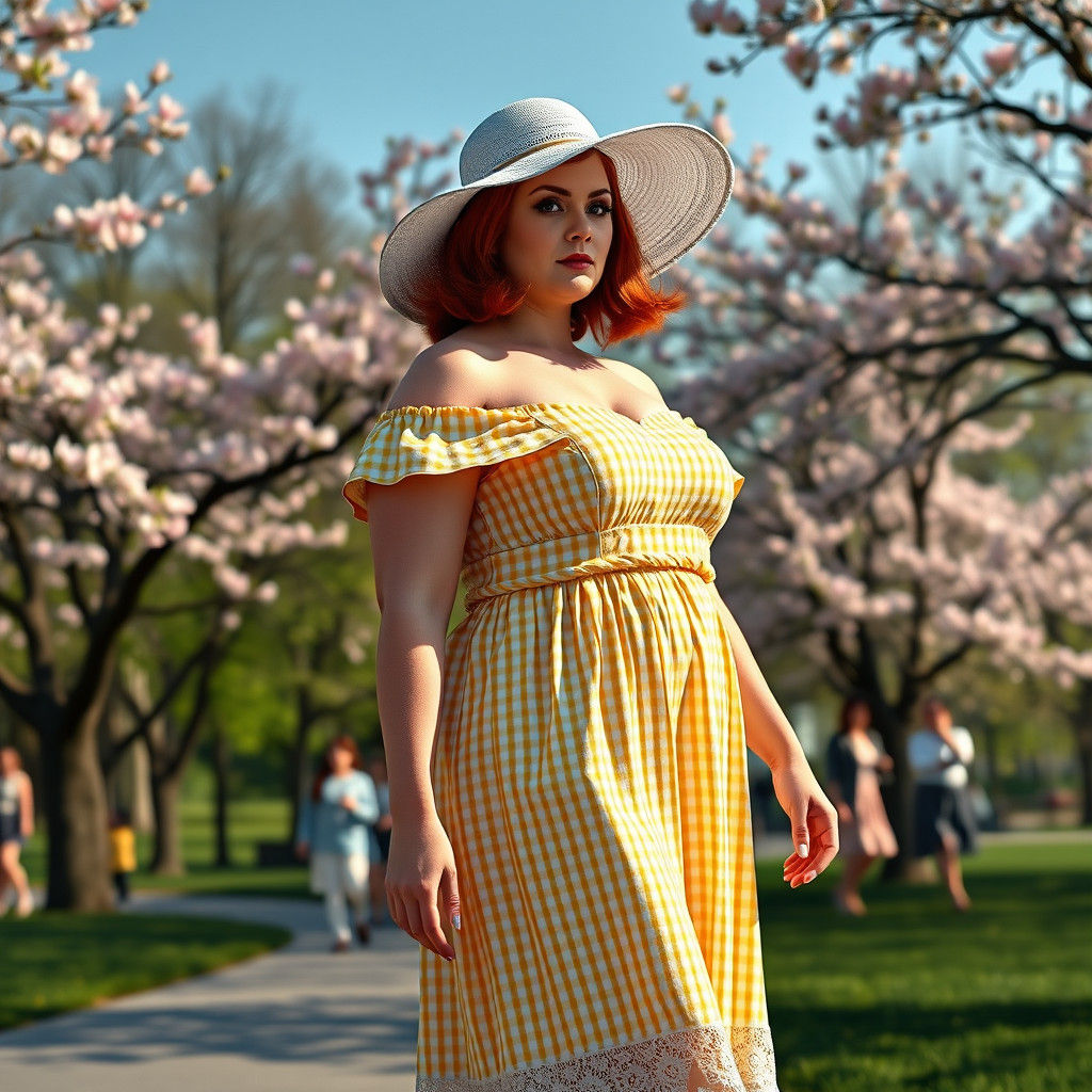 Smoldering Plus-Size Model in Spring Park Photo Shoot