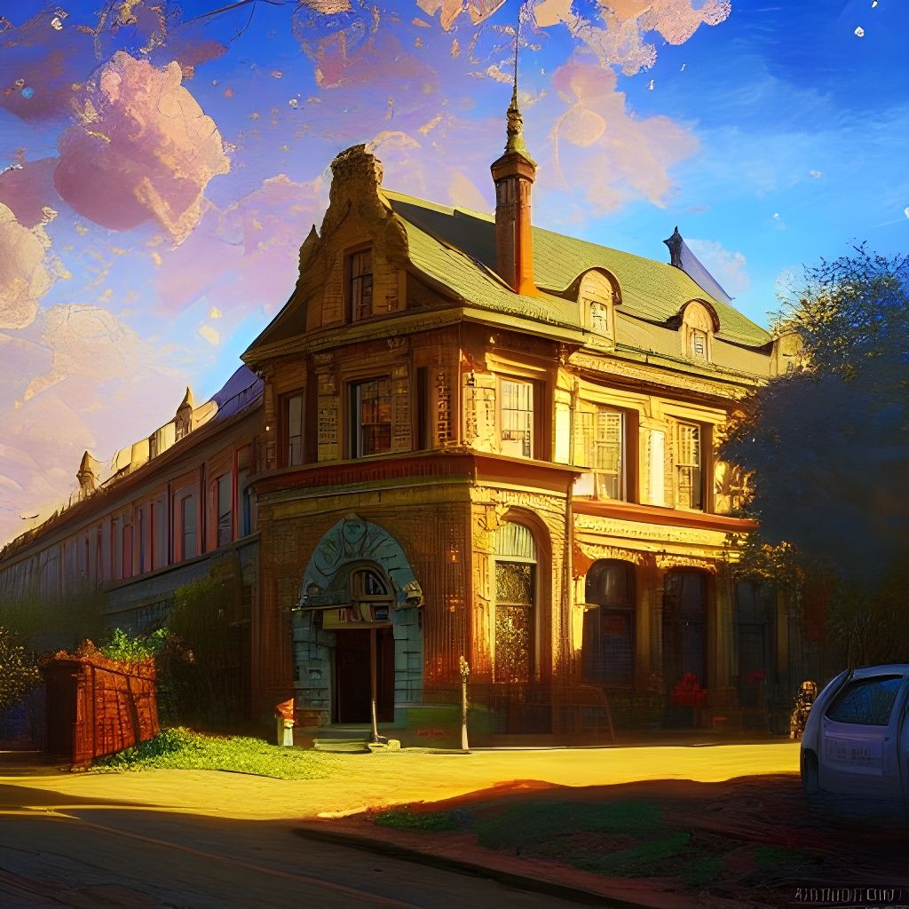 Picturesque 1800s Post Office: Detailed Oil Painting