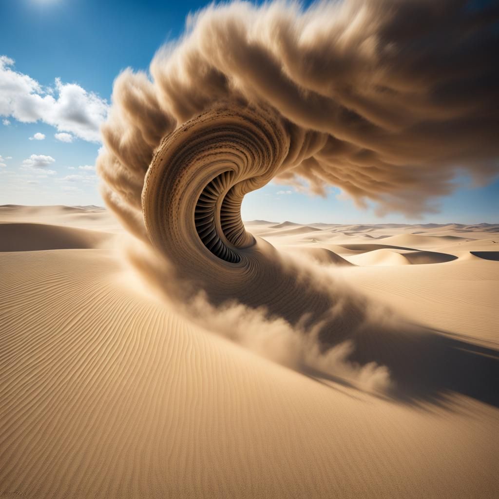 Steampunk Tornado in Desert, Hyperrealistic Telephoto