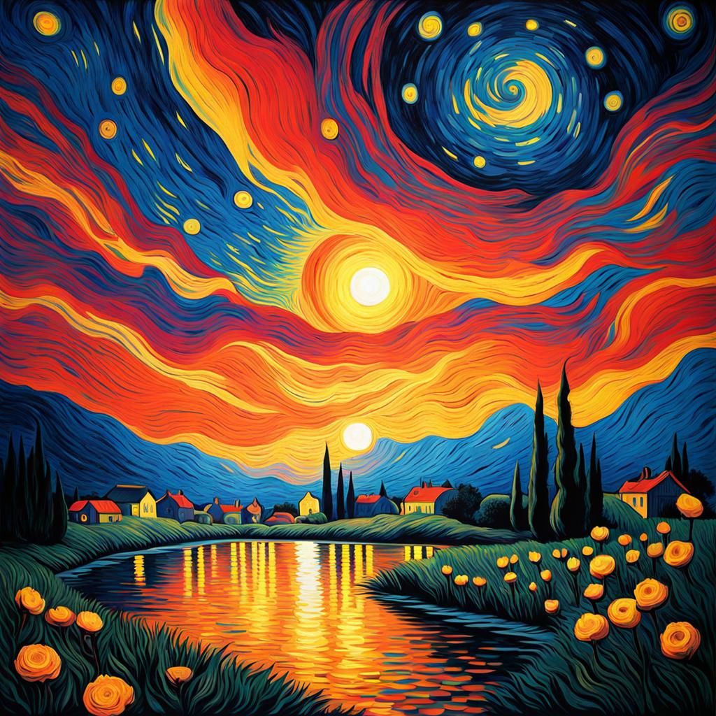 Psychedelic Starry Night: A Van Gogh Inspired Vision