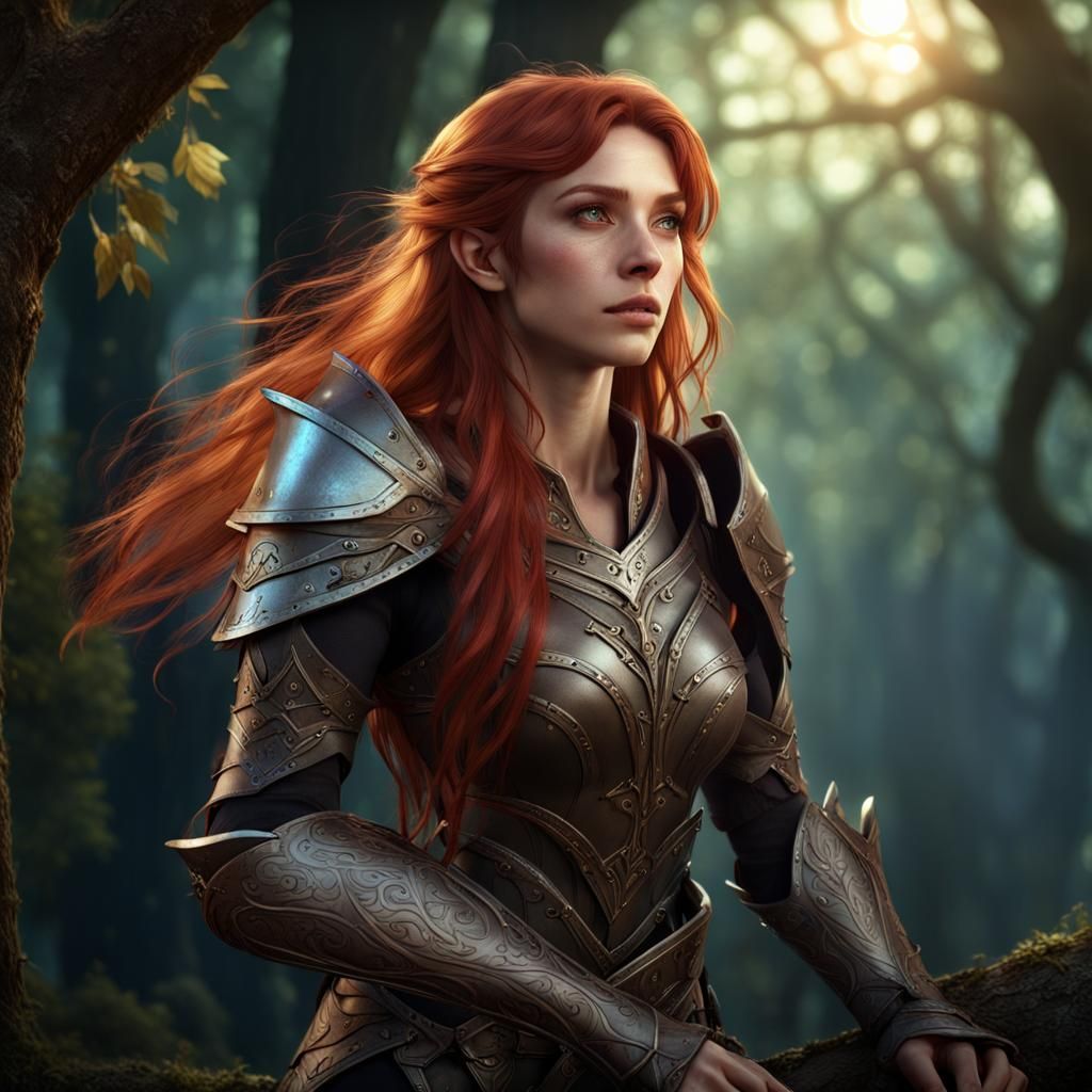 Elven Paladin in Moonlight: Fantasy Art