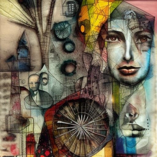 Crowd in a Dave McKean Style Collage