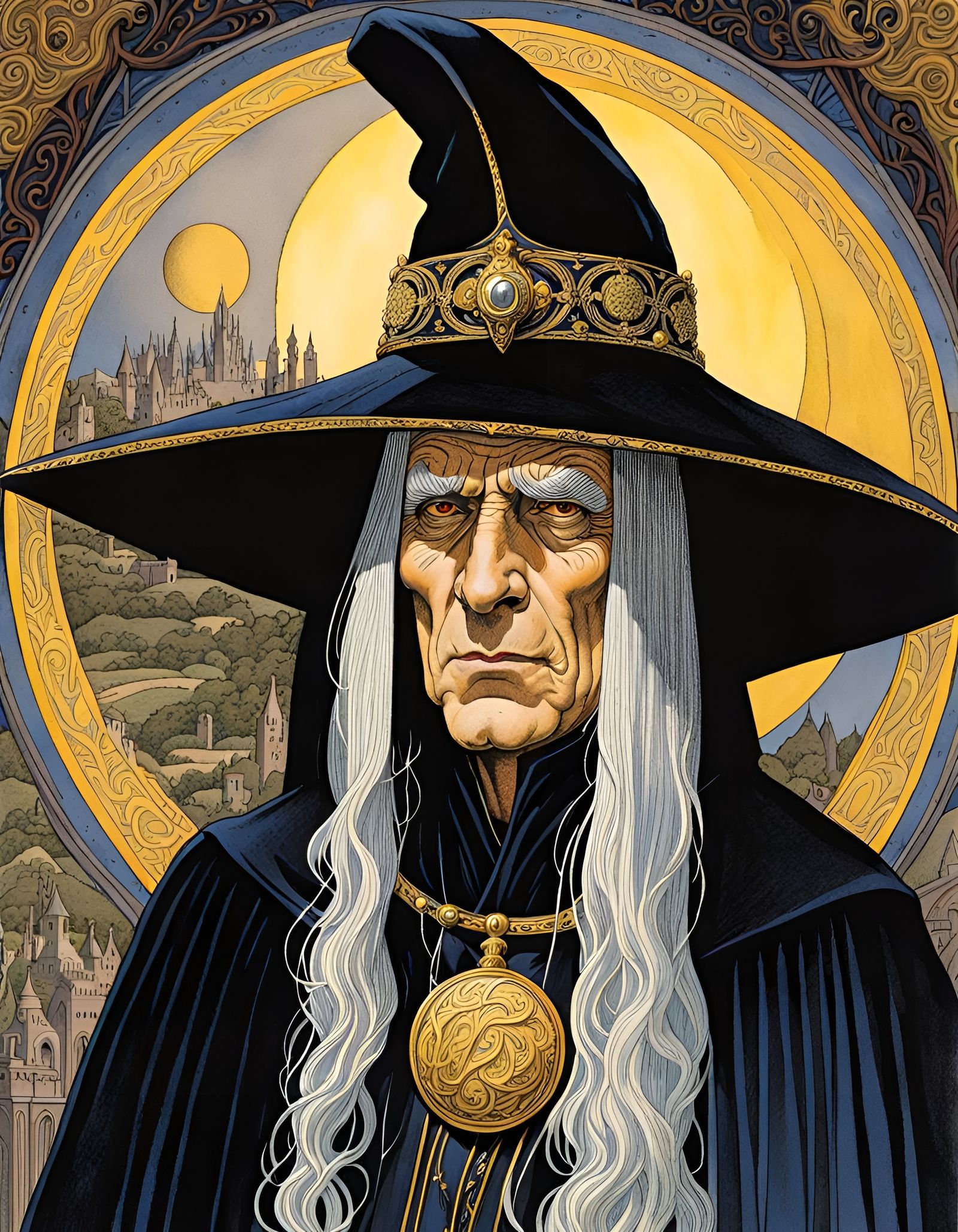Dark Sorcerer Portrait in Fantasy Art Style