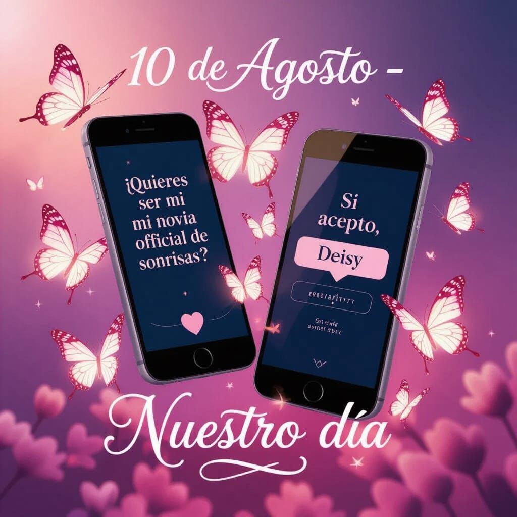 Romantic Smartphone Proposal in Anime Style