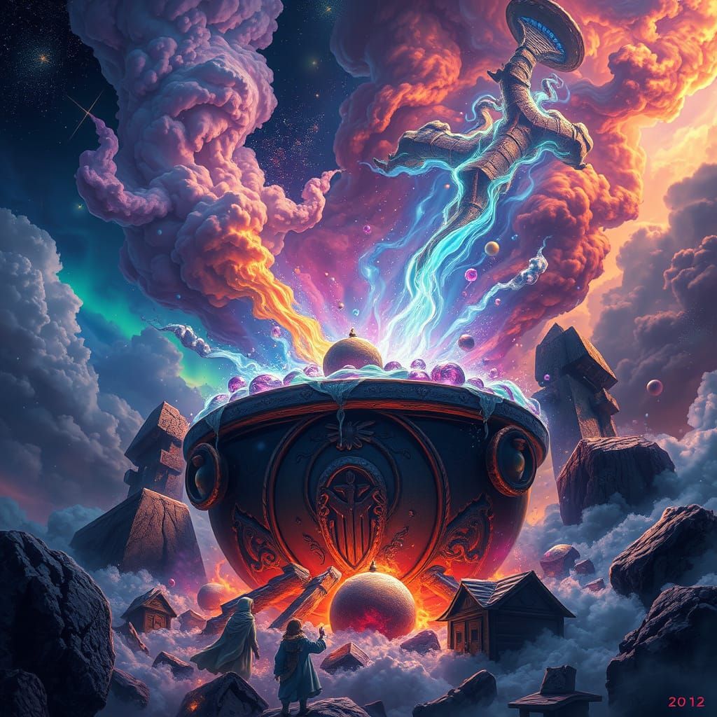 Majestic Wizard's Cauldron of Vibrant Joy