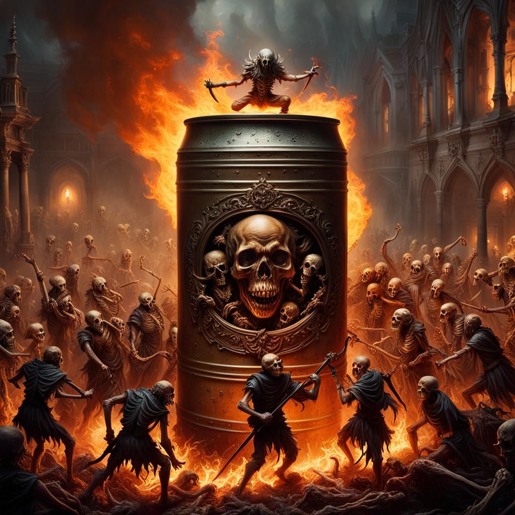 Miniature Death Metal Band in Fantasy Landscape