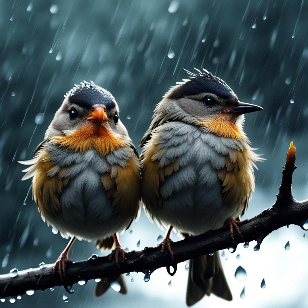 Birds in Rainy Cyberpunk Weather App Icon