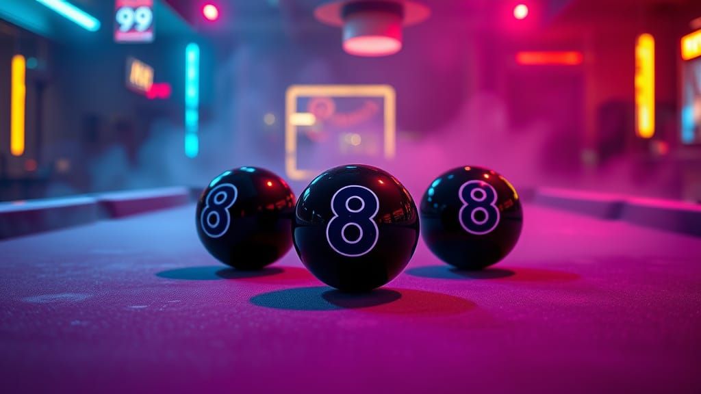 Cyberpunk Pool Table in Neon Glowing Haze