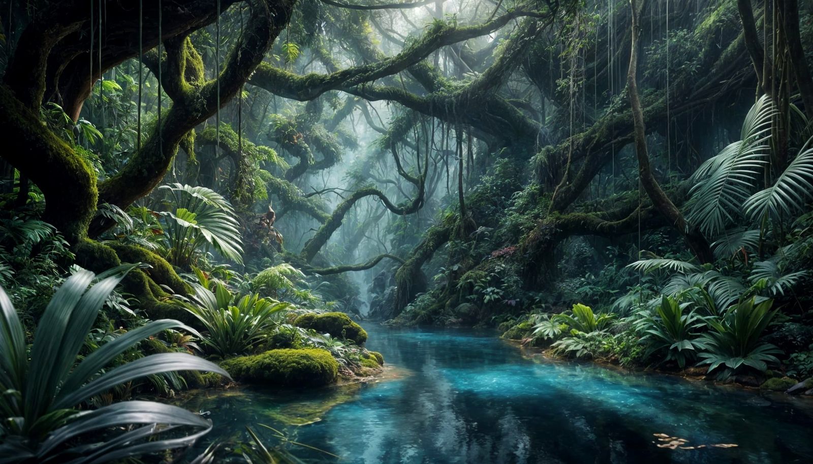 Jungle Terrarium with Waterfall in Photorealistic Style