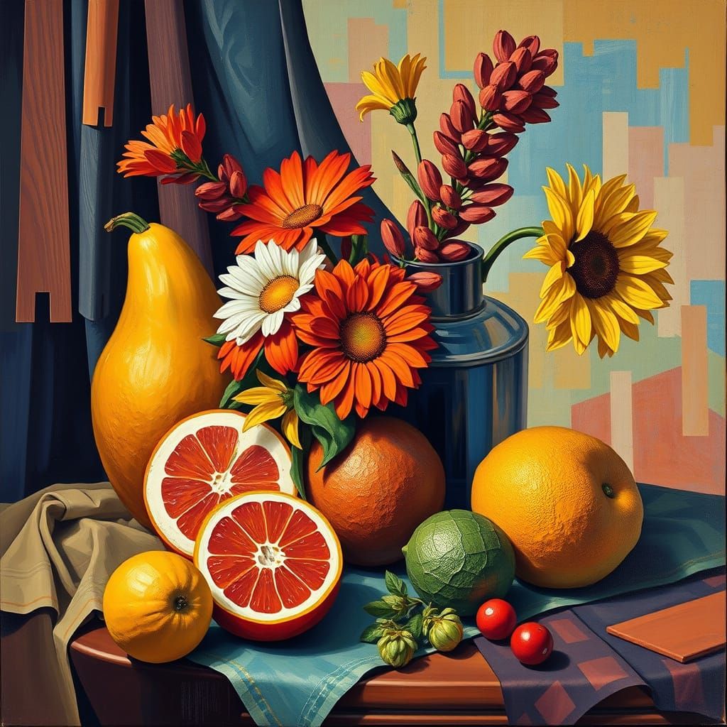 Van Gogh Style Still Life with Geometric Shapes
