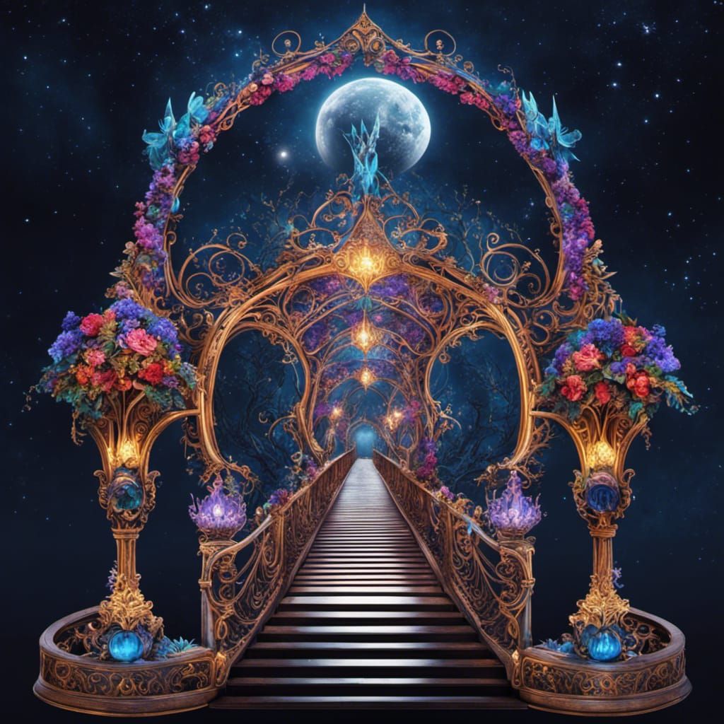 Illuminescent Magical Bridge in Gothic Fantasy Style