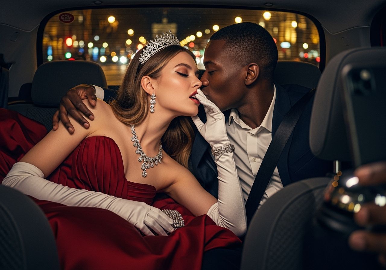 Countess's Late-Night Taxi Encounter: Expressive Portrait