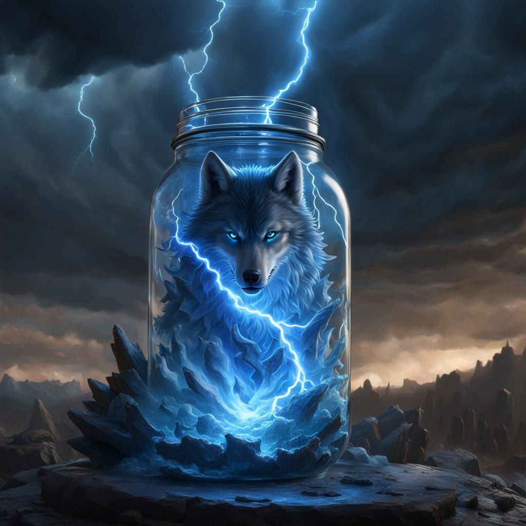 Wolf Elemental Encased in Lightning
