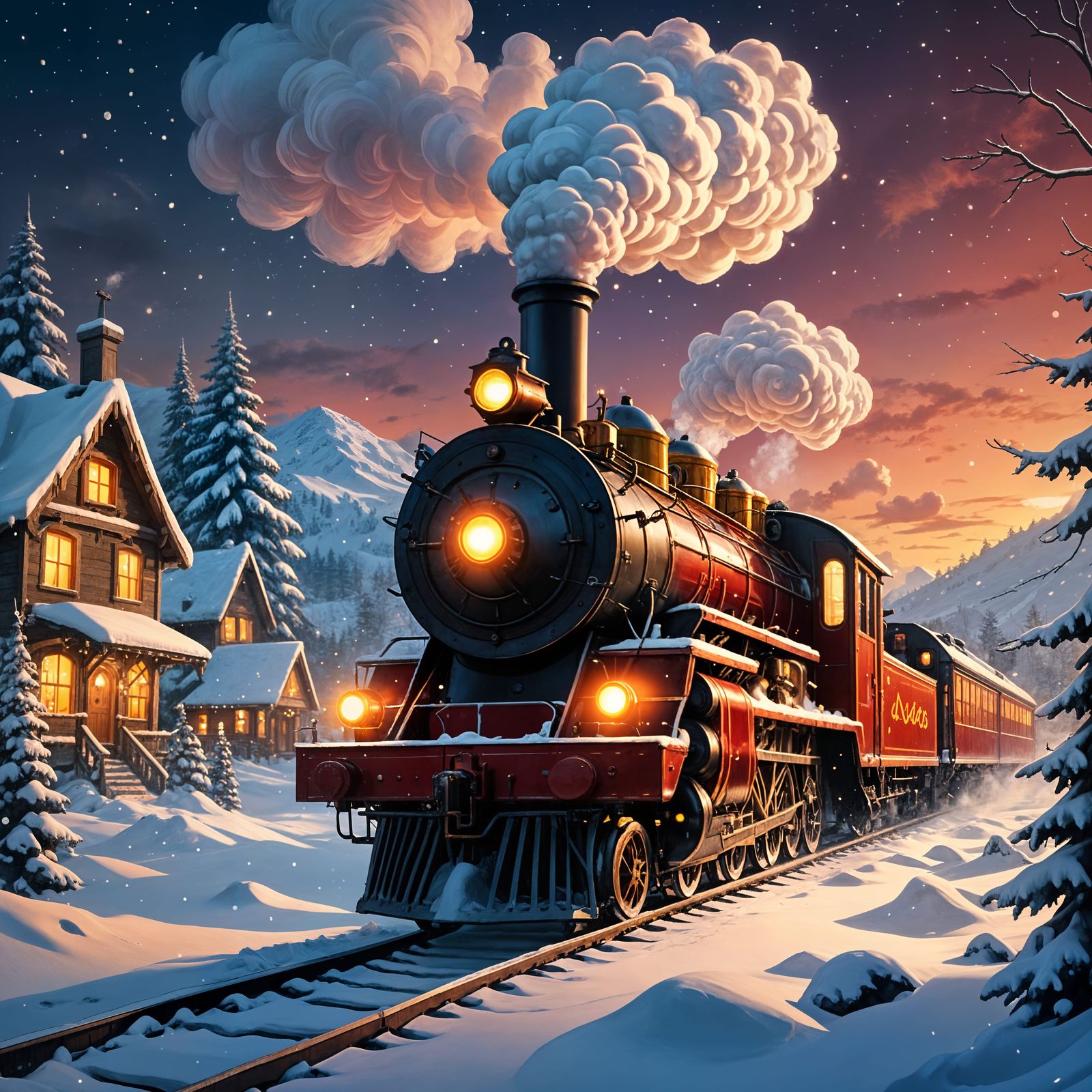 Festive Christmas Steam Train Journey Through Snowy Winter L...