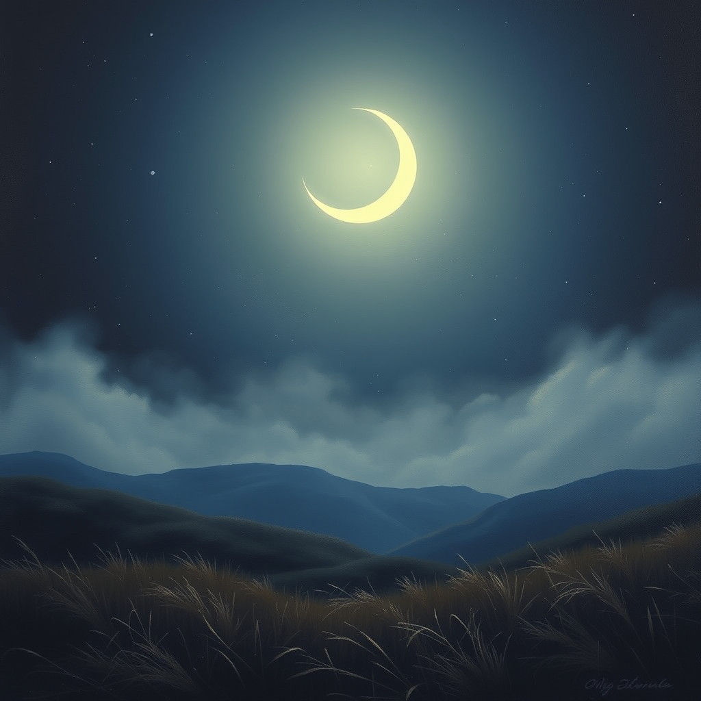 Nocturnal Moonlit Landscape in Magic Realism Style