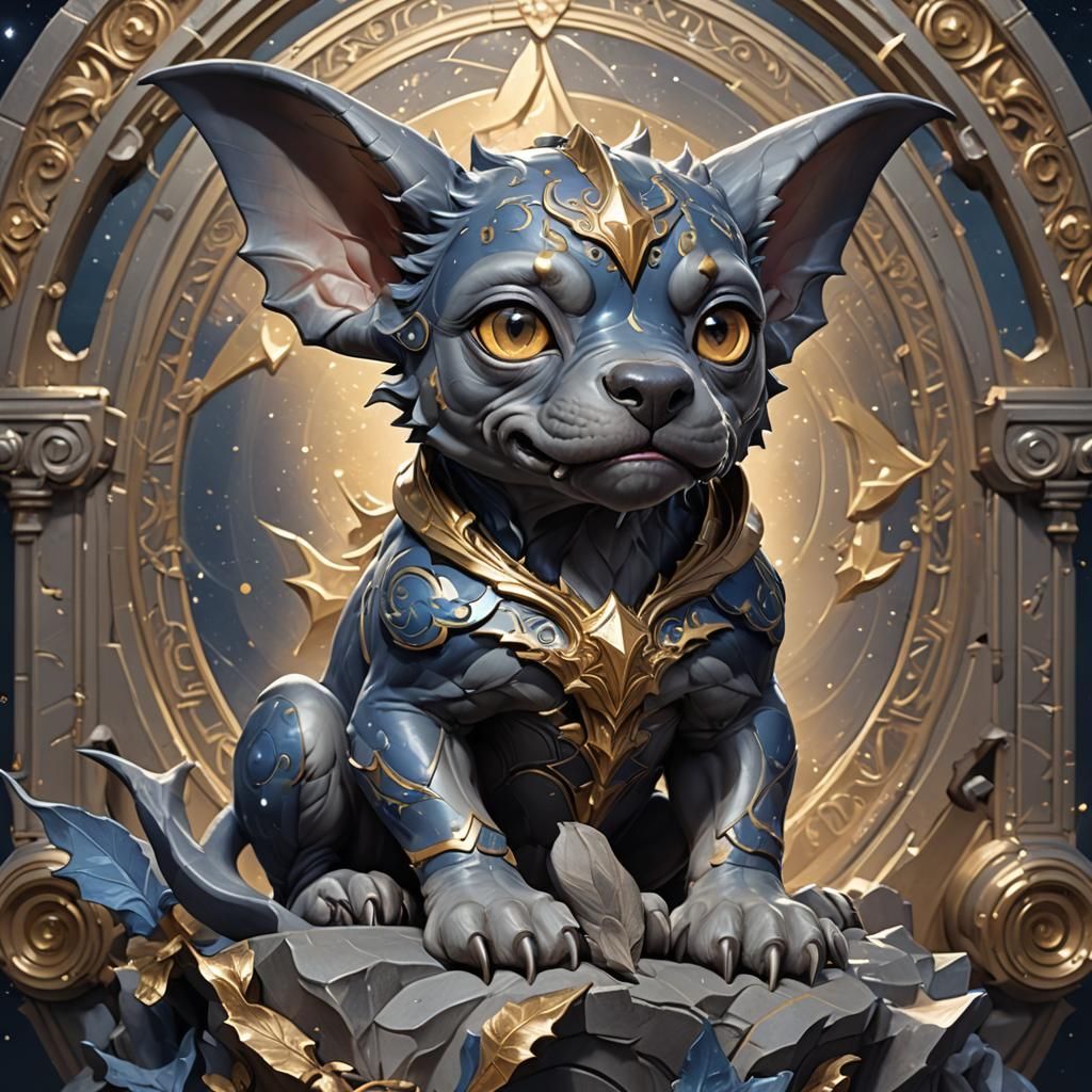 Starry Night Gargoyle Hound Portrait