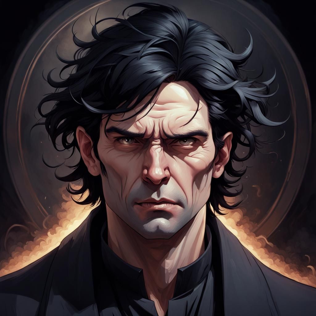 Dramatic Portrait of an Odd Man with God Complex