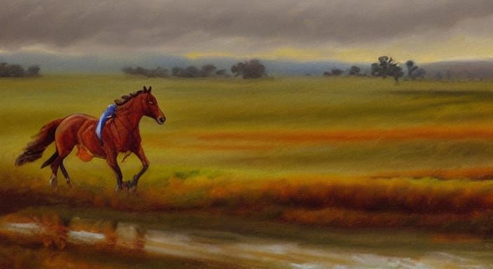 Brown horse in the rain