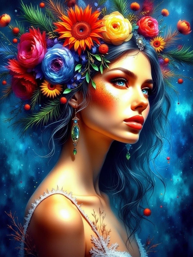 Elegant Fantasy Portrait in Art Deco Style