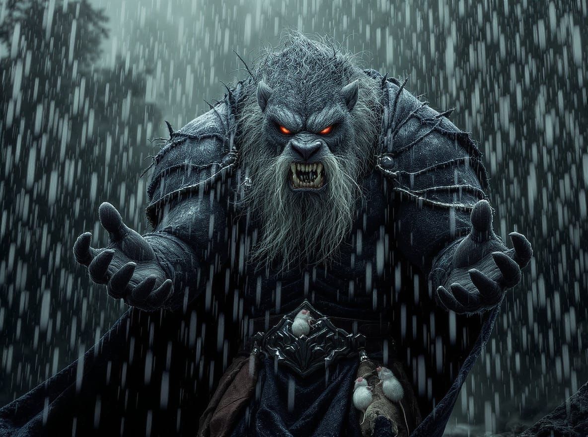 Protective Warrior Shelters Mice From Rain