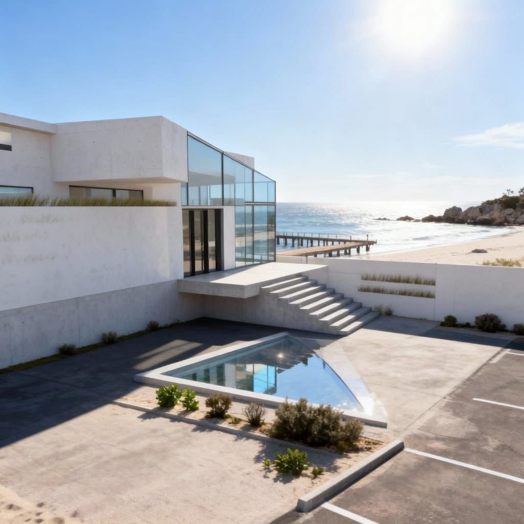 Modern Beach House Tres Aguas Cliff House Render