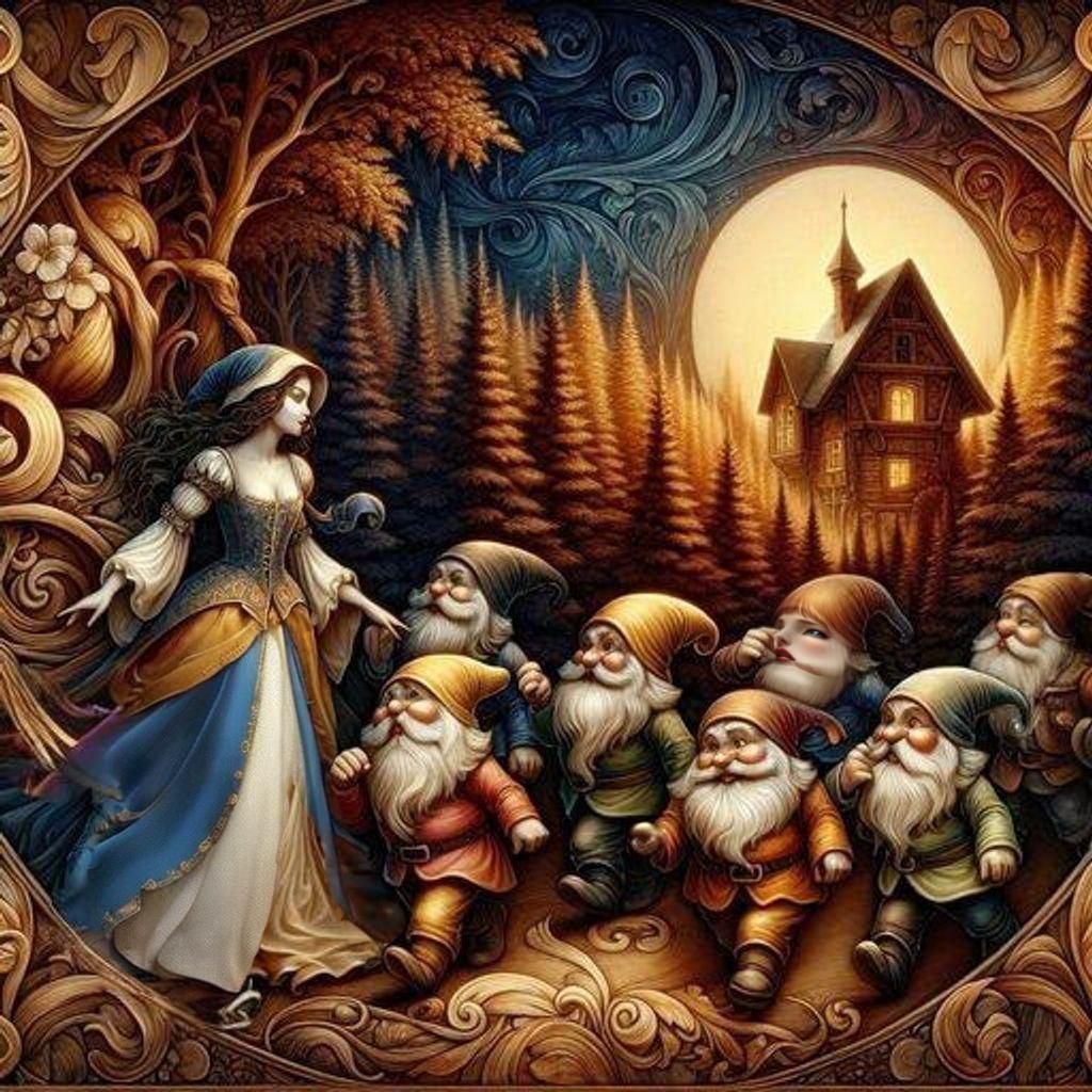 Snow White's Moonlit Adventure: Art Nouveau Rococo Style