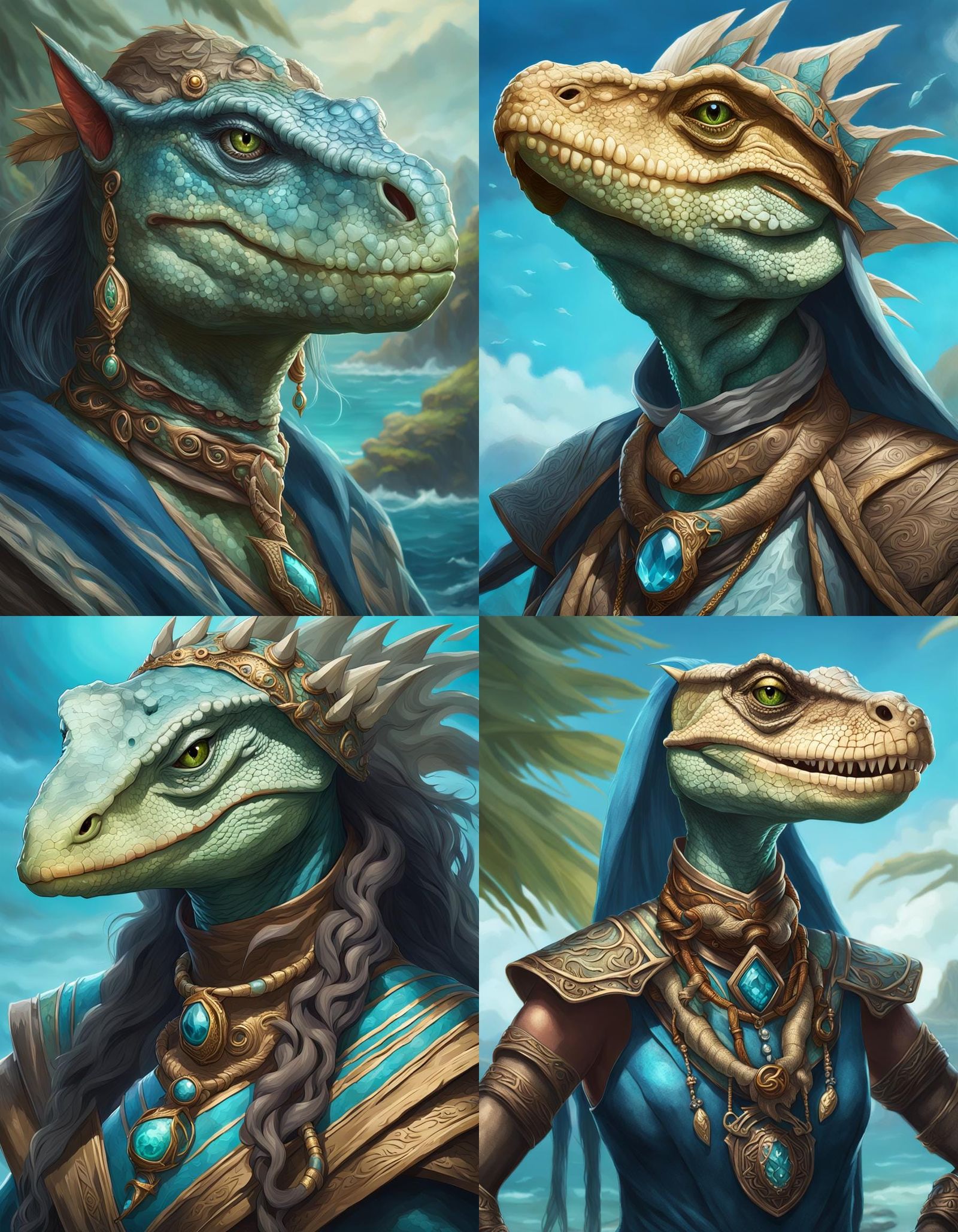Lizard Woman Druid Portrait in Hyper-Realistic Detail