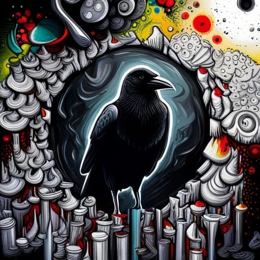 Three-Legged Crow in Graffiti Art Style
