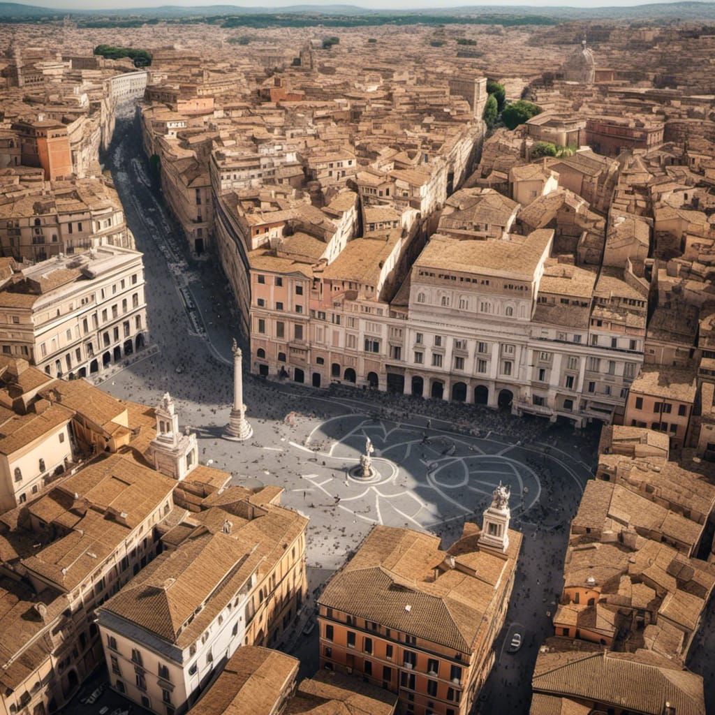 Bird's Eye View of Piazza di Spagna, Rome